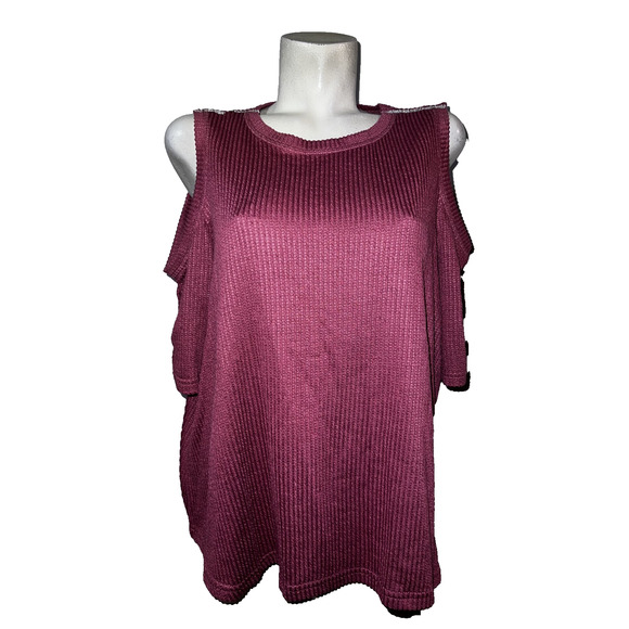 New Como Blu Top Plus Sz 3X Pink Cold Shoulder Short Sleeve Embellished Blouse - Picture 1 of 10